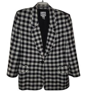 Vintage Black White Checkered Jacqueline Ferrar Blazer